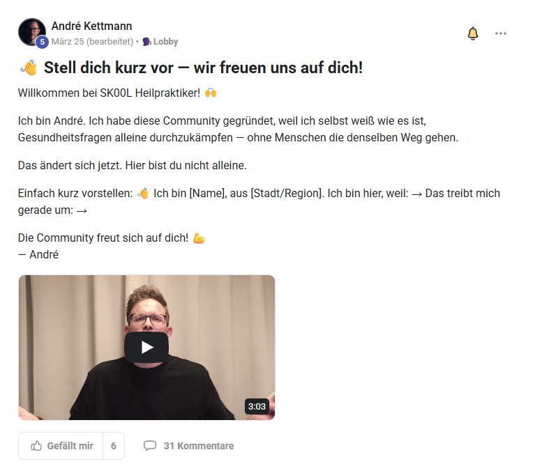 Andrés allererster Beitrag in der Community, Ende März 2026